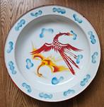 Groot emaille schaal met 2 feniksen, Ophalen of Verzenden