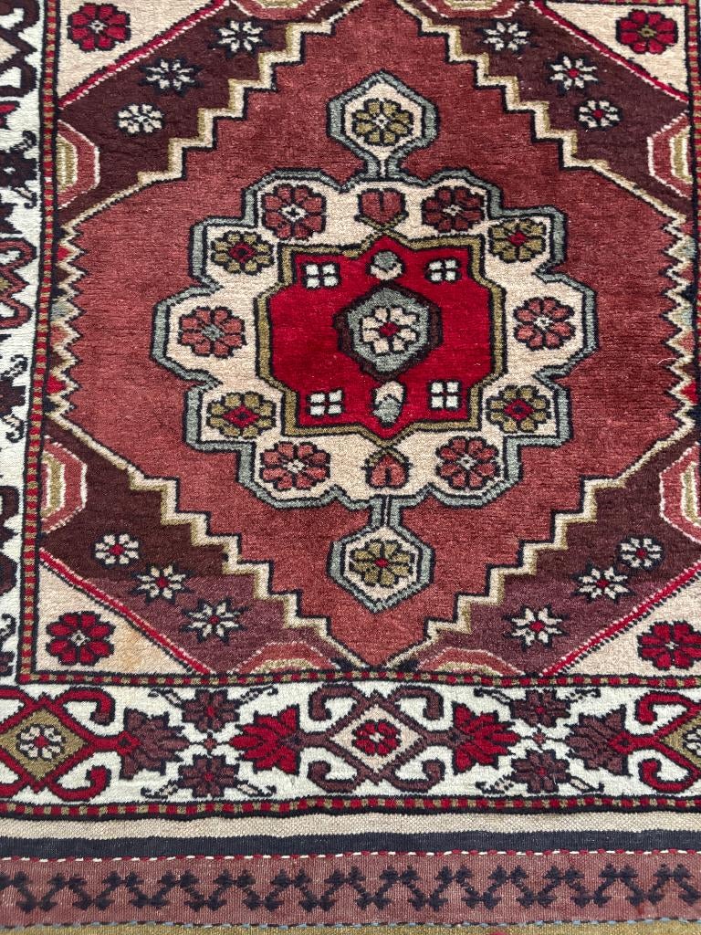 Authentiek vintage Perzisch tapijt, wol op wol handgeknoopt, Gebruikt, 150 tot 200 cm, Rechthoekig, 50 tot 100 cm