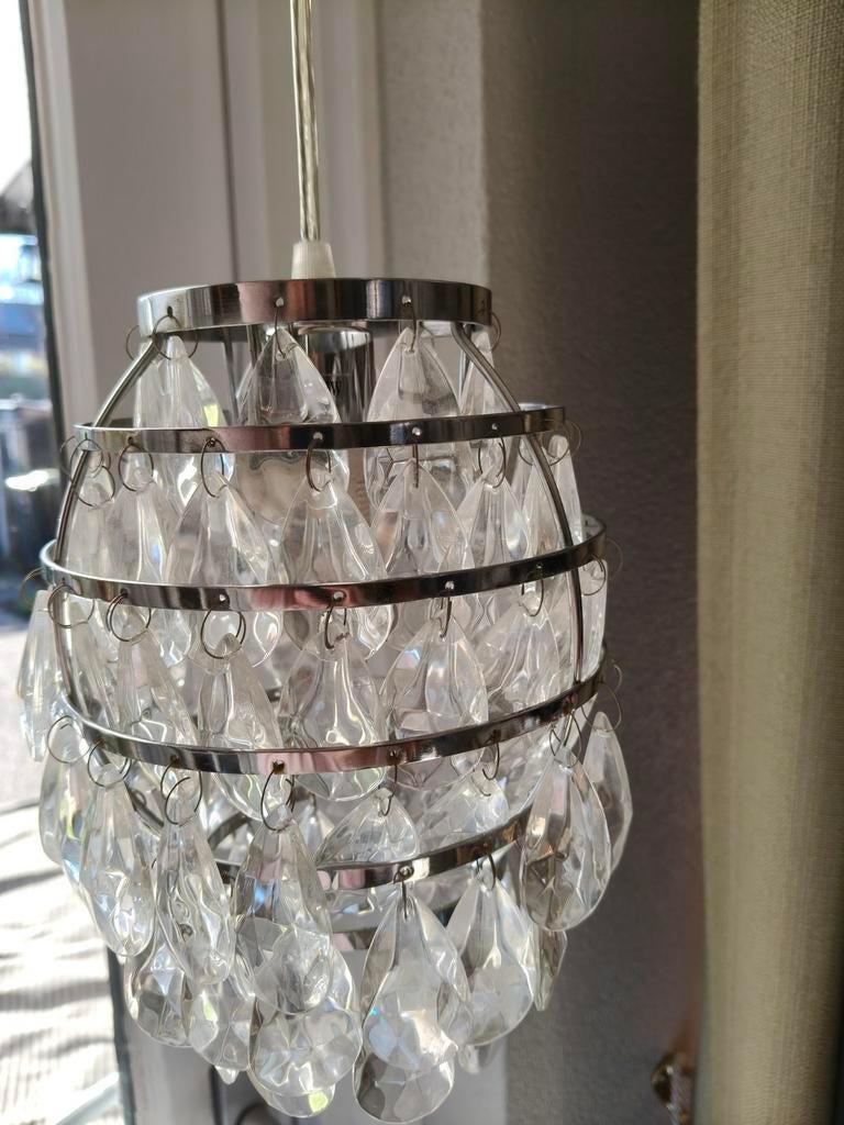 Hanglamp met glazen pegels, Ophalen of Verzenden, Minder dan 50 cm