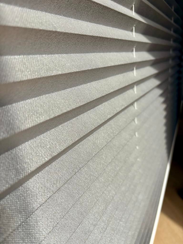 Plissé gordijn - verduisterend, wit/zilver, Ophalen, Gebruikt, 150 tot 200 cm, Modern