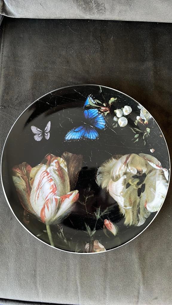 Heinen delfs blauw wandbord 31 cm, Ophalen, Zo goed als nieuw, Steen/keramiek, Decoratieobject