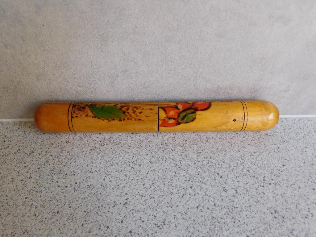 Haaknaalden Koker 21 cm. Bamboe Handpainted, Ophalen of Verzenden, Zo goed als nieuw, Haken, Overige typen
