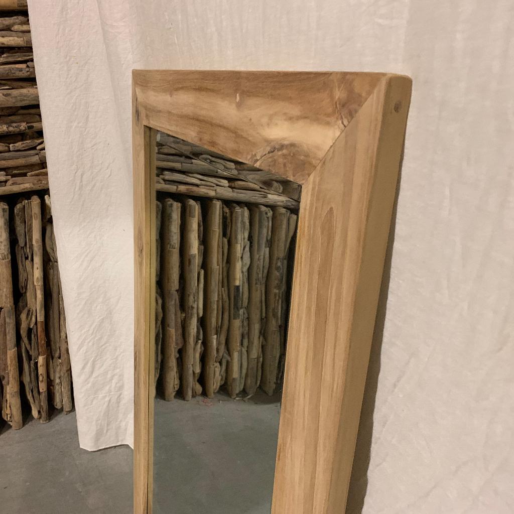Spiegel (facet) - teakhouten lijst - 120 x 80 cm - TTM Wonen, TTM Wonen, Meubels – (Perzische) Tapijten en Woonaccessoires, Nieuw
