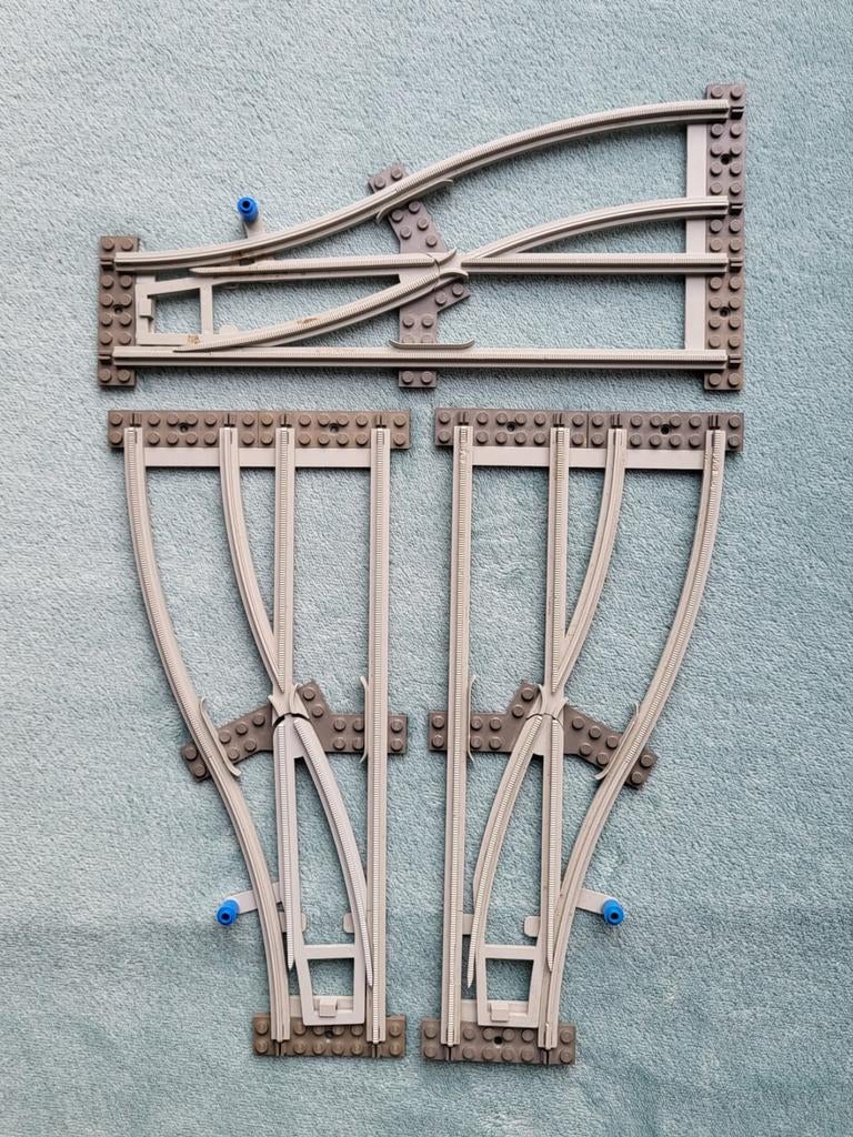 Lego trein 4,5 Volt grijze rails 3x wissels (hand bediend), Ophalen of Verzenden, Gebruikt, Complete set, Lego