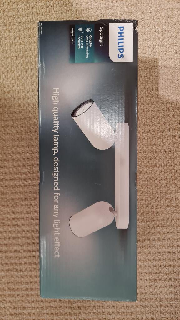 Philips Wit Pongee Opbouwspot 2, Huis en Inrichting, Lampen | Spots, Ophalen, Metaal of Aluminium, Nieuw, Led