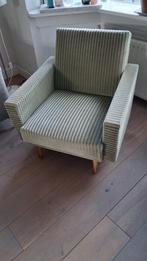 Vintage  kleine fauteuil , groene ribstof., Gebruikt, Eenpersoons, 75 tot 100 cm, Ophalen of Verzenden