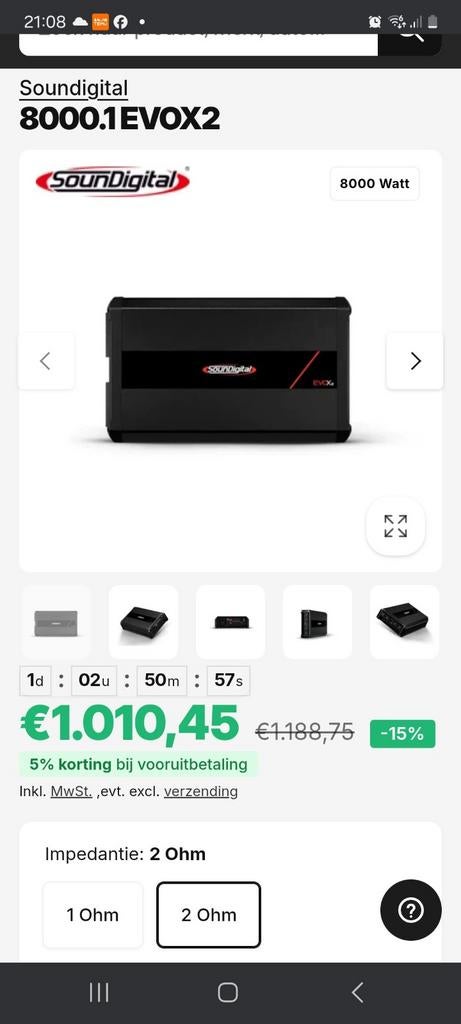 VERSTERKER SoundDigital 8000.1 EVOX2   - 8000 Watt, Auto diversen, Autoradio's, Ophalen of Verzenden