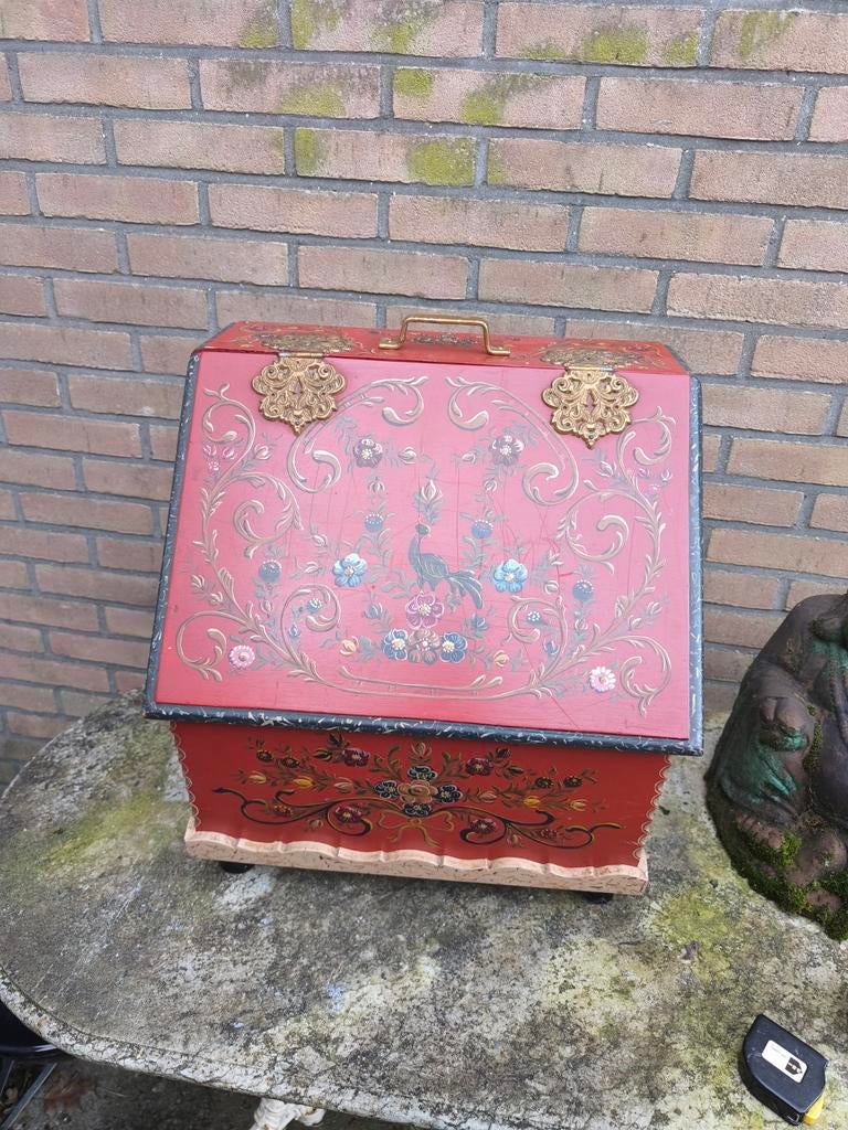 Antieke Friese Hindelooper krantenbak/haardhoutbak, Ophalen of Verzenden