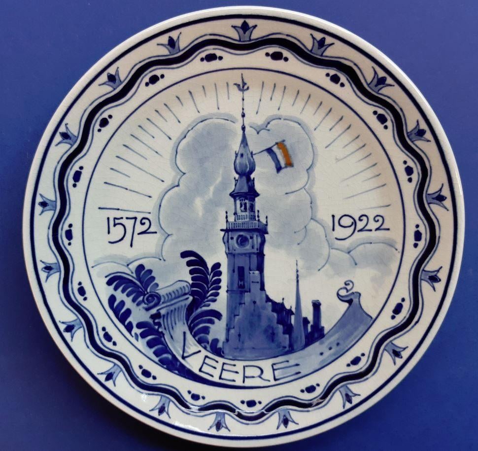 Porceleyne Fles 1922 Bevrijding Veere 80jr Oorlog 18cm (3), Ophalen of Verzenden