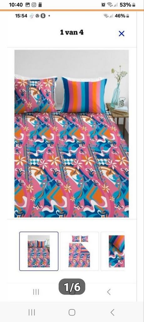 Levendig Dekbedovertrek met Kussenslopen - Roze/Blauw, Eenpersoons, Dekbedovertrek, Nieuw, Ophalen of Verzenden