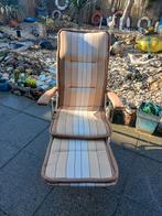 Vintage verstelbare tuinstoel met uitschuifbare voeten steun, Ophalen