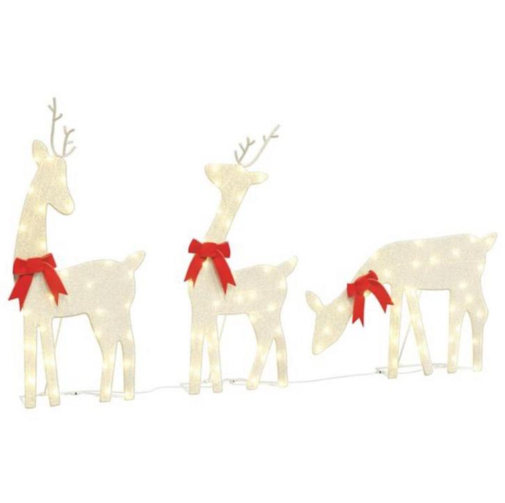 Kerstdecoratie rendier 3 st 90 LED's warmwit, Diversen, Kerst, Nieuw, Ophalen