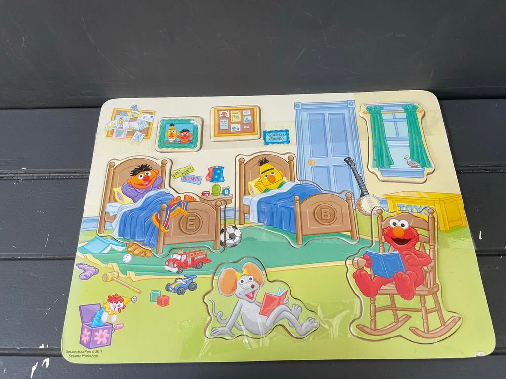 Sesamstraat houten puzzel, Ophalen of Verzenden, 10 tot 50 stukjes, Zo goed als nieuw