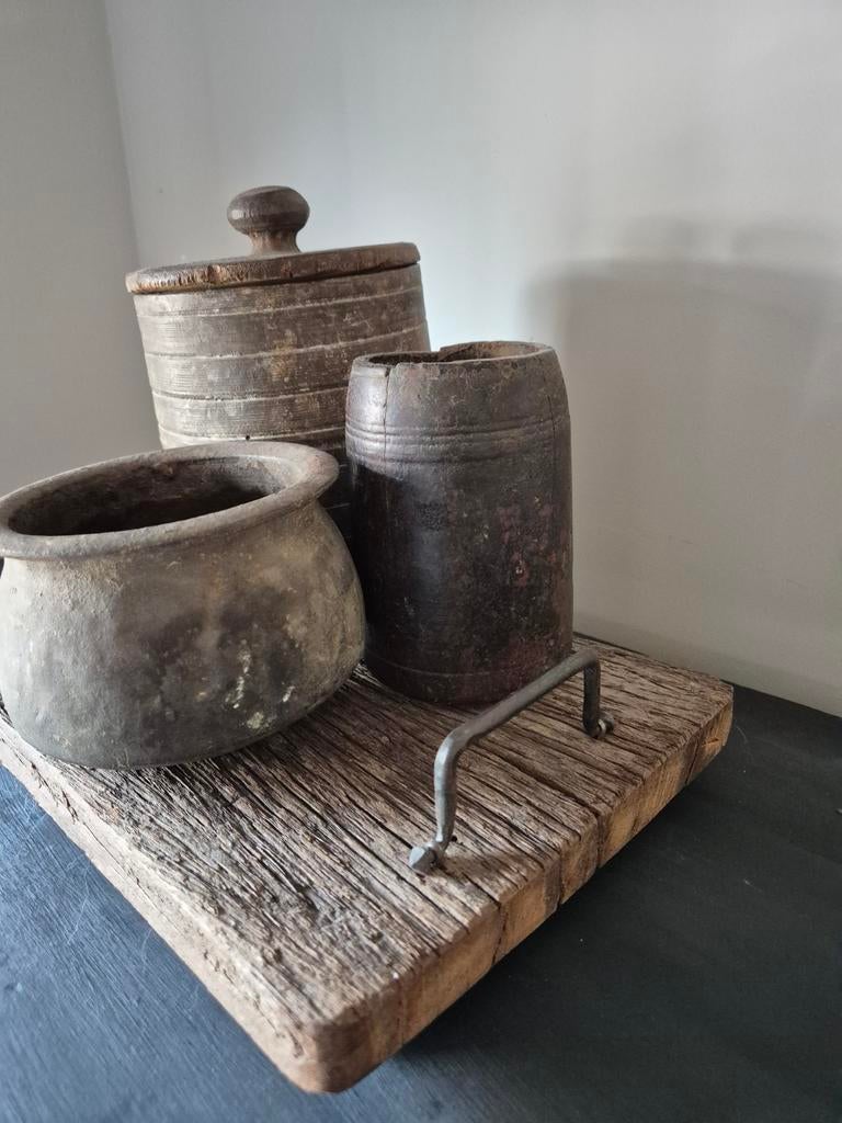 Sober landelijk bajotplank oud hout dienblad, Huis en Inrichting, Ophalen, Zo goed als nieuw, Rechthoekig, Hout