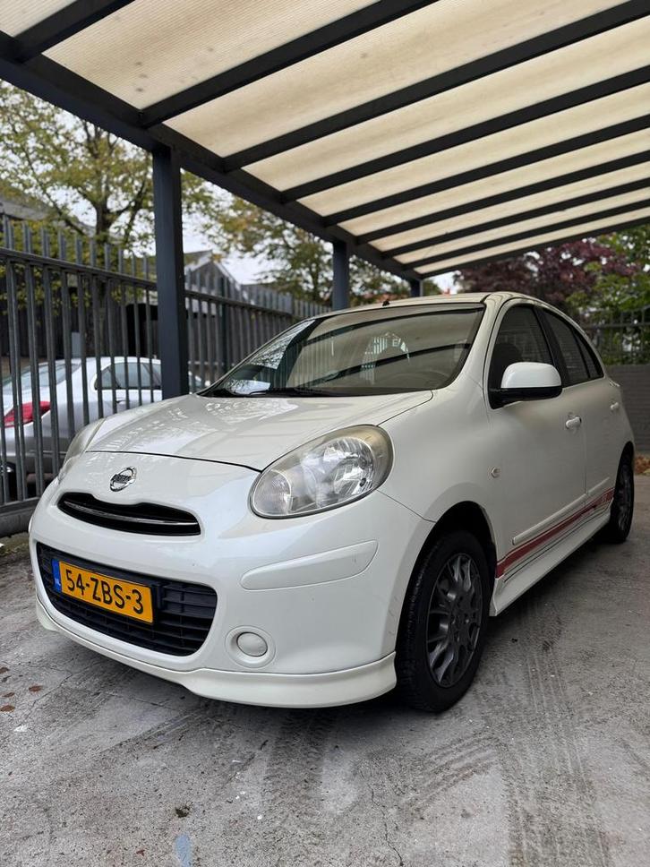 Nissan Micra SR 1.2 98PK 5DR 2012 Wit, Auto's, Nissan, Bedrijf, Micra, Airbags, Airconditioning, Bluetooth, Bochtverlichting, Boordcomputer