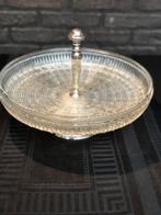 Unieke Frans antieken kristallen schaal met zilveren handvat, Ophalen, Zilver