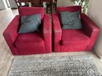 2x Rode fauteuil (90cm x 80cm), Huis en Inrichting, Fauteuils, Ophalen, Gebruikt, Stof, 75 tot 100 cm