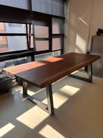 Mahonie houten tafel 260x112 cm – stalen poten, Ophalen, 100 tot 150 cm, 200 cm of meer, Zo goed als nieuw