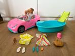 Barbie speelset met cabrio en zwembad, Kinderen en Baby's, Speelgoed | Poppen, Ophalen of Verzenden, Zo goed als nieuw, Barbie