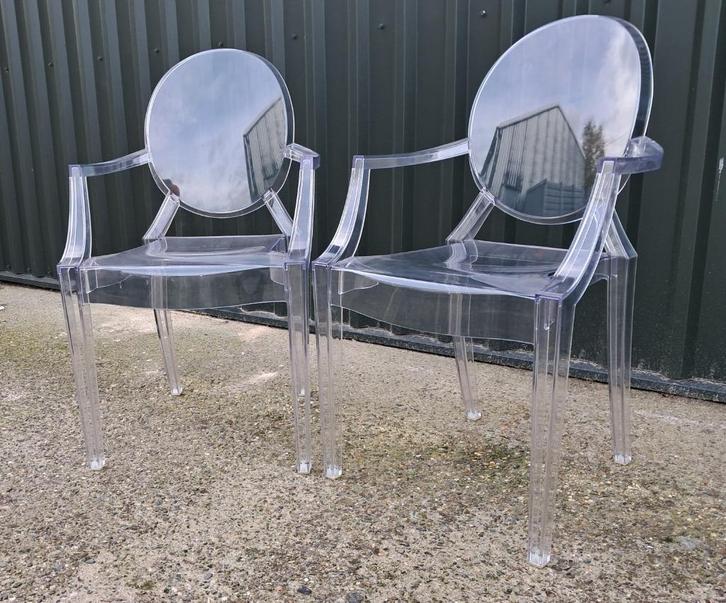 2 ZGAN Originele Kartell Louis Ghost stoelen Philippe Starck, Huis en Inrichting, Stoelen, Zo goed als nieuw, Twee, Kunststof