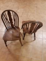 Vintage Eiken Wheelback Windsor Stoel, Ophalen, Gebruikt, Bruin, Vintage