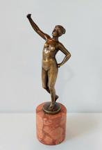 Antiek Bronzen Sculptuur Dansende Naakte Vrouw Brons Erotica, Verzenden