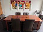 Kersenhouten Eethoek met 6 Leren stoelen, Ophalen, Gebruikt, Tijdloos, deze eethoek combineert goed met meerdere woonstijlen.