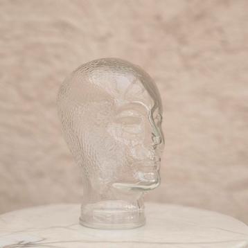 Vintage glazen hoofd – etalage object / hoedenstandaard beschikbaar voor biedingen