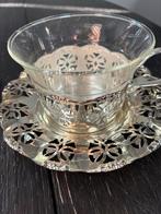Theeglazen met zilveren houders en onderzetters, Ophalen of Verzenden, Zo goed als nieuw, Glas of Kopje