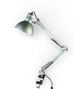 Vintage bureau lamp met klem - zilver/grijs schaarlamp, Ophalen of Verzenden, Gebruikt, Metaal, Minder dan 100 cm