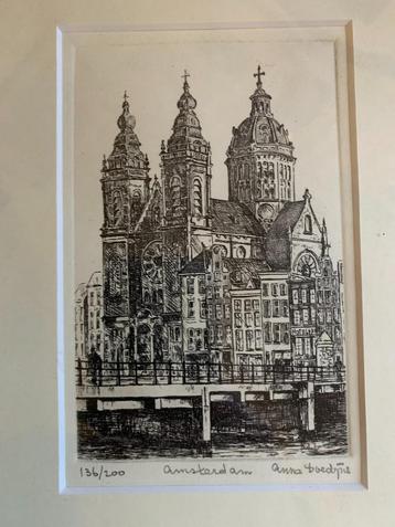 Amsterdam Nicolaaskerk - Ets van Anna Doedijns nr. 136/200 beschikbaar voor biedingen