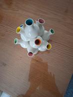 Unieke keramische vaas met kleurrijke details, Ophalen, Wit, Aardewerk of Porselein, Zo goed als nieuw