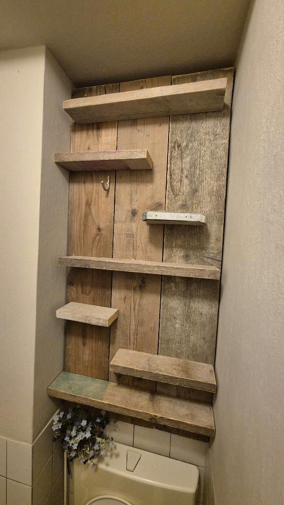 Steigerhouten opbergrek – vergrijsd – 130  60 cm, Huis en Inrichting, Kasten | Wandmeubels, Zo goed als nieuw, 100 tot 150 cm