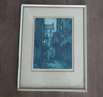 Schilderij antiek,  straatje beschikbaar voor biedingen