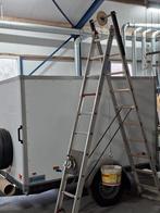 Aluminium ladder met lier, Doe-het-zelf en Verbouw, Ladders en Trappen, Ophalen, Gebruikt, Ladder, Opvouwbaar of Inschuifbaar