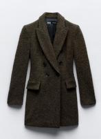 Dames Zara double breasted boucle blazer jas khaki bruin S, Bruin, Zara, Nieuw, Ophalen of Verzenden