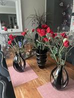 Handgemaakte vaas met kunst klaproos, Ophalen, Zwart, Nieuw, Glas