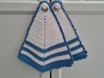 2 blauw wit 'brocant' gehaakte pannenlappen Nieuw, Ophalen of Verzenden, Nieuw, Blauw