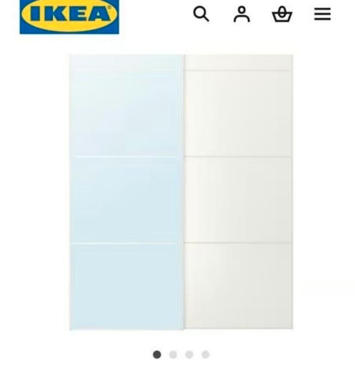 PAX - schuifdeur (236H 200breed) 1 kant spiegel, 1 kant mat, Huis en Inrichting, Kasten | Kledingkasten, Zo goed als nieuw, 200 cm of meer