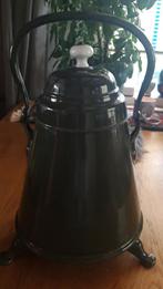 Groen geēmailleerde doofpot met porseleinen knop, Ophalen