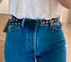 Superleuke smalle zwartlederen riem met studs, maat 85, Minder dan 3 cm, 80 tot 90 cm, Heupriem, Ophalen of Verzenden