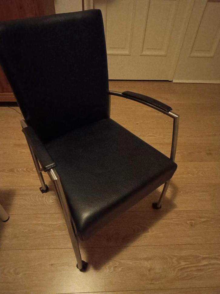 Leren Eetkamerstoelen, Huis en Inrichting, Stoelen, Zwart, Ophalen