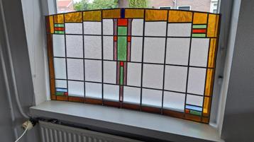 Prachtig nog heel oude glas in lood raam 100 x 60 beschikbaar voor biedingen