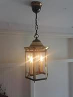 Hanglamp messing met geslepen glas, Huis en Inrichting, Lampen | Hanglampen, Glas, Gebruikt, 50 tot 75 cm, Ophalen