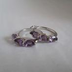 925 zilveren creolen met amethyst, Verzenden, Nieuw, Paars, Zilver