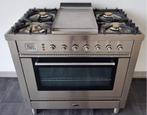 ☘️ Luxe Fornuis Boretti 90 cm rvs 5 pits Frytop 1 grote oven, Witgoed en Apparatuur, Fornuizen, 60 cm of meer, 5 kookzones of meer