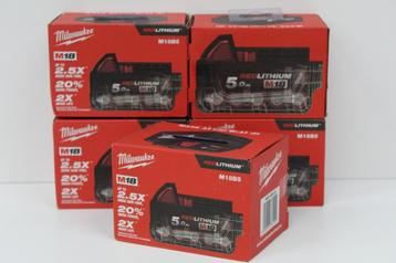 NIEUW IN DOOSJE: Milwaukee M18B5 18V/5.0Ah accu / batterij! beschikbaar voor biedingen