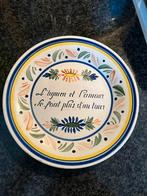 Frans faience bord Bagnoles Henriot Quimper keramiek spreuk, Ophalen of Verzenden