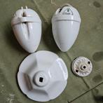 Porcelein katrol (2) en plafondkap (2), Ophalen, Gebruikt, E27 (groot)