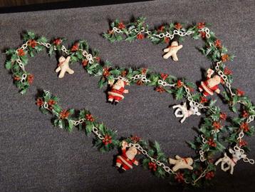 Vintage Plastic Kerstslinger/Hulst/Kerstman/Sneeuwpop/Hertje beschikbaar voor biedingen